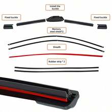 1支双橡胶无框挡风玻璃雨刮片，通用J/U型钩式，适用于13英寸至30英寸汽车前挡风玻璃，汽车配件 - 1PC - 查看 3