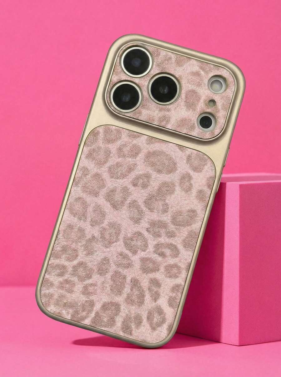 ShellaStory Luxury Shiny Leopard Print Lens Protection Phone Case, Suitable For 17 Pro Max, 16, 15, 14 Pro Max, 13, Fashionable Creative Distinctive Back Cover