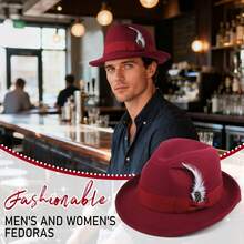 JEWELRYWE Fedora Hats For Men And Women, Classic Panama Hat, Short Brim, Felt Hat With Feather, Felt Jazz Cap, Evening Party Outfit Accessories, Thanksgiving And Christmas Gifts - 淺灰色 - 查看 5