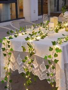 1pc 2m/6.56ft, 5m/16.4ft, 10m/32.8ft Solar Powered Green Leaf Vine Lights, Outdoor LED Green Leaf Lights, Ivy Fairy Lights, Suitable For Living Room, Bedroom, Patio, Shop, Bar, Wedding, Garden, Wall, Yard, Party Decor, Autumn Decor, Home Decor, Outdoor Decor - Solar-powered Green Leaf String Lights - View 7