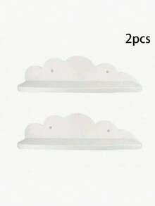 1/2/3 piezas Estantes con forma de nube para habitación infantil, estantes de pared de madera con diseño de nube creativa para almacenamiento - Blanco - Ver 6