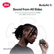 itel BudsAir 5 Semi-In-Ear Bluetooth Earbuds,Lightweight In-Ear Design,36-Hour Extended Playback,AI Translation Support ,360° Spatial Audio,60ms Low Latency - View 9