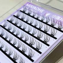 MIXIAOHE 48簇垂直自粘假睫毛，C型卷翘DIY单根假睫毛，无需胶水，韩日自然逼真妆效，可重复使用分段式假睫毛，新手友好型眼妆工具 - C - 查看 6