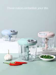 Multi-Functional Garlic Press, Vegetable Chopper, Hand-Pull Meat Grinder, Fruit & Vegetable Puree Maker, Suitable For Various Fruits And Vegetables, Easy To Use And Clean - Multicolor - View 5