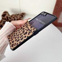 Ốp lưng điện thoại thời trang nữ họa tiết báo đốm, da PU, dạng gập, tương thích với Samsung Galaxy Z Flip 7/6/5/4, bảo vệ bản lề, nhiều màu sắc, bảo vệ toàn diện. - màu nâu - Xem 5