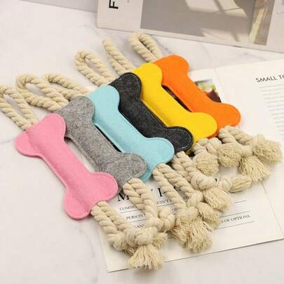 2 món đồ chơi gặm xương bằng dây cotton màu ngẫu nhiên, đồ chơi bền chắc giúp làm sạch răng cho chó và mèo nhỏ/vừa, đồ dùng tương tác cho thú cưng.