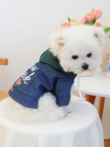 PETCIRCLE 1件宠物衣服，狗狗春夏新款连帽外套，小型犬服装 - 纽约外套 - 彩色 - 查看 3