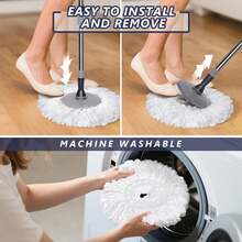 Spin Mop And Bucket Set,Microfiber Spin Mop With 3 Mop Pads,Pedal Spinning Mops And Bucket With Wringer Set For Floor Cleaning - Home & Office Suitable - A - View 4