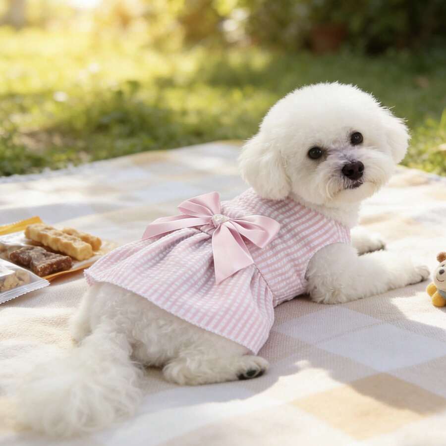 宠物连衣裙，狗狗衣服，猫咪公主裙 - 粉色 - 查看 1