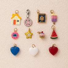 1pc Summer Dopamine Color Pendant Accessory, Cute Cartoon Style, Enamel Resin Craft, 18K Gold PVD Plating, 316 Stainless Steel Material. Waterproof And Fade-Resistant, Suitable For Women And Couples, Bracelet Pendant Accessory, Jewelry Pendant, Necklace Pendant Accessory, Summer Jewelry Design, Phone Lanyard Pendant Accessory, Keychain Pendant Accessory. - Multicolor - View 6