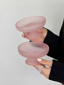 1pc Premium Fruit Plate, Unique Creative Pink Glacier Glass Pedestal Dish, Candy & Snack Plate In Ins Style, Exquisite Afternoon Tea Dessert Tray, Household Cake & Pastry Stand. Suitable For Cafe, Dessert Shop, Afternoon Tea, Western Restaurant, Wedding, Gathering, Party. - Pink - View 7