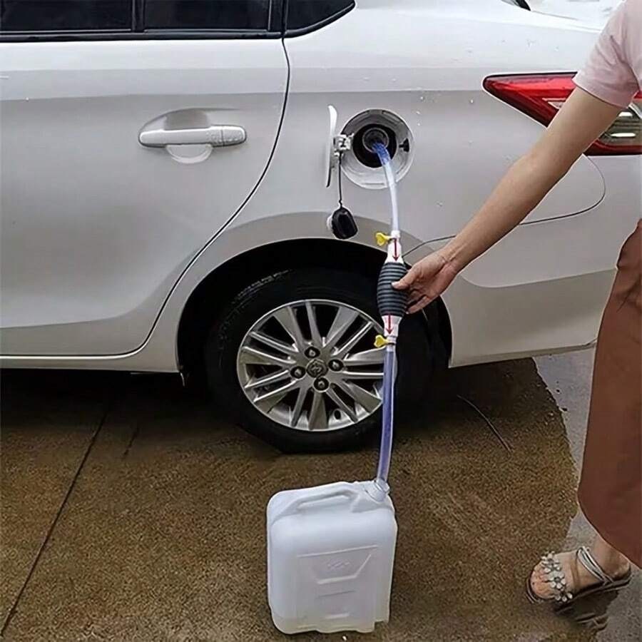 Multifunctional Liquid Suction Pump, Manual Fuel Transfer Pump With Gasoline Hose, Portable Siphon Pump Suitable For Gasoline, And Other Liquids, Includes 2m Siphon Hose + Hand Crank Fuel Pump + 2 Hose Clamps + Shut-Off Valve