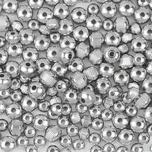 30-200 piezas Cuentas redondas de acero inoxidable, cuentas sueltas para hacer pulseras, collares, aretes, cuentas redondas pequeñas de precisión, con patrón de malla - Malla - Ver 2