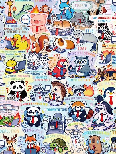 50PCS Cartoon Animal Stickers Decorative Stickers Funny Animal Stickers Kawaii Stickers Graffiti Stickers For Water Bottle, Guitar, Luggage, Phone, Case, Laptop, Skateboard, Gift
