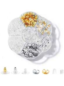 One Set Of Randomly Selected Earring Back Plugs, Including Transparent Plastic, Metal, Rubber, And Silicone Earring Back Plugs In Bullet-Shaped Shapes, Suitable For Hook Earrings And Hoop Earrings. - Multicolor - View 4