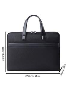 File Bag Handheld Document Bag Large Capacity Waterproof Conference Cloth Briefcase Business Information Bag - Black - View 2