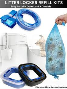 2 Packs / 4 Packs Cat Litter Disposal Refill Bags & Cartridge Refills, Compatible With Genie & Angelcare, Odor Lock, Extra Thick, Heavy Duty, Leak Proof, High Capacity Hygienic Refill Kits - Multicolor - View 2