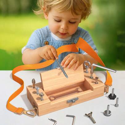 Wooden Toolbox Toy For Kids – Complete Set With Screws, Wrenches, And Nuts For Early Learning And Cognitive Development – And Wooden Educational Toy