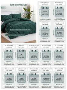 Set Sprei Ukuran Penuh Motif Bunga Pom-Pom Warna Polos 3 Buah, Set Termasuk (1 Sprei dengan Resleting + 2 Sarung Bantal Tanpa Isian), Cocok untuk Perlengkapan Tempat Tidur Kamar Tidur dan Asrama - Dark Green - View 3