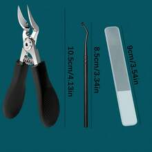 Upgraded Stainless Steel Wide Mouth Anti-Splash Nail Clipper Set, 1/3 Pcs, Long Handle Angled Nail Clippers, Suitable For Ingrown And Thick Nails, Foot Care, Unisex Pedicure - Black - View 2