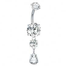 SWANJO 1pc Titnaium Waterdrop CZ Belly Button Ring Internally Threaded Zirconia Navel Piercing Body Jewelry - TN048 - View 7