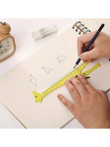 5pcs Cute Animal Shaped Wooden Rulers Set, Creative Cartoon Measuring Rulers, Kawaii Stationery For Office & Study Supplies - A - View 10