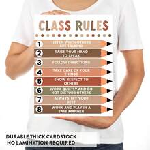 Neutral Classroom Rules Poster, Suitable For Children, Calm Classroom Decor, Teacher Behavior Management Chart, Preschool & Elementary School Wall Art, Home Learning Poster, Positive Discipline Chart, Children's Study Room Decor, Soft Color Education Poster, Minimalist Classroom Wall Decor, Teacher Supplies - Classroom Wall Hangings - View 8