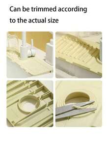 1pc Splash-Proof Faucet Splash Guard, Made Of Anti-Splash Silicone, Suitable For Kitchen Sink, Can Block Water Flow, Trimmable And Foldable, Fits Narrow Sinks, Absorbent Mat - Multicolor - View 3