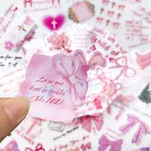 50 张粉色蝴蝶结贴纸，圣经经文图案，PET 透明材质，适用于水瓶、笔记本电脑、行李箱、电脑、剪贴簿、日记本、手机等。 - 彩色 - 查看 6