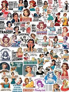 50张女性短语贴纸，PVC防水贴纸，自粘式，适用于学校文具、日记本、剪贴簿、手机、笔记本电脑、保险杠、滑板、水瓶、安全帽、汽车贴纸 - 1 Set - 查看 11