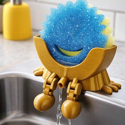Giá phơi đồ thú vị. Giá đựng mút rửa chén có lỗ thoát nước dễ thương và vui nhộn. Khay đựng xà phòng ngộ nghĩnh. Giá đựng đồ có lỗ thoát nước. Thiết kế mới lạ và sáng tạo. Giá đựng mút rửa chén in 3D. Giá để đồ trên mặt bàn cạnh bồn rửa nhà bếp, giá đựng xà phòng phòng tắm. Giá đỡ bằng nhựa cho các dụng cụ vệ sinh gia đình.