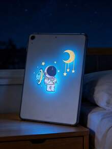 1 件装夜光宇航员墙贴，发光宇航员搭配月亮和星星墙贴，可移除防水墙面装饰，适用于卧室、灯开关、笔记本电脑、冰箱和家居装饰 - 多色 - 查看 5