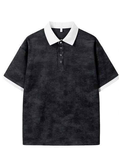 GRDR 男士时尚休闲罗纹 Polo 领短袖毛衣 | 针织上衣