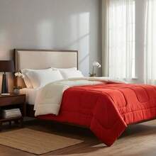 Queen Size Bedspread With Soft And Sherpa Double-Sided Plush Premium Blanket In Solid Colors - 紅色 - 查看 5