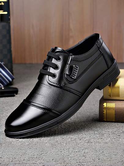New Men's Formal Business Leather Shoes, Niche Patchwork Design, Casual Style Dress Shoes, Suitable For Office & Business Occasions
