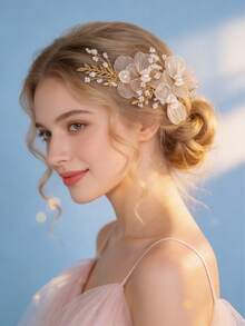 1pc Gold Leaf Headband, Suitable For Wedding Occasions - Gold - View 1