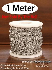 Dây chuyền thép không gỉ hình chữ O dài 100cm, kiểu mắt xích Rolo dày dặn, dùng để làm trang sức DIY, vòng tay, dây chuyền, phụ kiện làm hàng số lượng lớn. - Chuỗi O - Xem 14