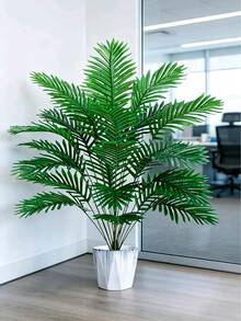 1 pieza Planta artificial grande, Árbol de palma falso, Hojas de palma tropicales, Planta de palma de imitación, Palma de coco de imitación, Árbol alto, Decoración de hojas de plástico realista de monstruo para el hogar, el jardín y la oficina - Verde - Ver 7