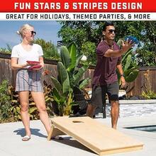 - Juego de 8 pufs de Doble Cara con diseño de Cornhole Slide and Stop Regulation Tournament Juego de 8 - rojo blanco azul - Ver 5