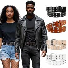 Women's/Men's Unisex Belt With Double Eyelets Punk Rock Design - Everton - 米色 - 查看 1
