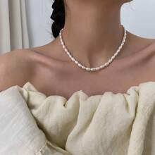 Natural Freshwater Pearl Necklace For Women, Fashionable Baroque Collarbone Chain, Niche Design, 14K Gold-Plated Choker, Sweater Chain - 13圓珠雙層淡水珍珠項鍊 - 查看 10