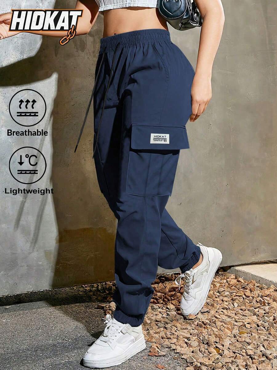 Hidkat Women's Lightweight Breathable Solid Color Casual Drawstring Waist Jogger Pants With Large Pockets, Suitable For Everyday Wear, Spring/Autumn