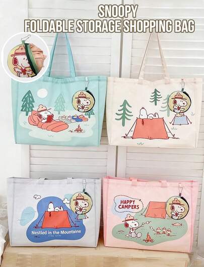 Túi mua sắm gấp gọn Snoopy, dung tích lớn, nhẹ, dễ mang theo, chống nước, dễ vệ sinh, thiết kế bền và có thể tái sử dụng, túi đeo vai, dùng được cho cả nam và nữ, phù hợp đi làm hàng ngày, du lịch, dã ngoại, đi chợ, cắm trại, món quà lý tưởng cho người hâm mộ Snoopy.