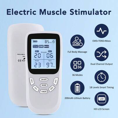 Hailicare جهاز مساج متعدد الوظائف قابل للشحن، 36 وضعية، قناتان مزدوجتان، شاشة عرض التردد، 20 مستوى شدة، مناسب للاستخدام المنزلي والخارجي