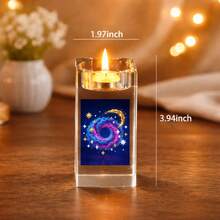 1个卡通星空月亮水晶烛台，适合节日派对、生日礼物、营造晚餐氛围 - 5cm*5cm*10cm - 查看 3
