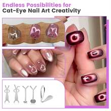 9-In-1 Nail Magnet Set, Includes Bar Magnets, Hollow Cat Eye Magnets, Y-Shaped Heart Cat Eye Metal Sheets, Cute Drooping Ear Rabbit Design, Suitable For Gel Nail Art, DIY Home, Nail Salon, Studio, Travel, Ideal For Nail Beginners, Artists, DIY Enthusiasts, Ladies, Christmas, Birthday, Valentine's Day Gifts - Multicolor - View 5