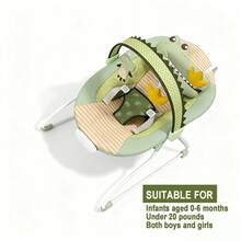 Baby Bouncer,Portable Baby Bouncer For Infant,Modern Baby Bouncer Seat,Infant Bouncers With Music For Babies 0-6 Months Up To 20 Lbs Lightweight For Indoor And Outdoor As Hallowee & Christmas Gifts(Little Crocodile) - Green - View 3
