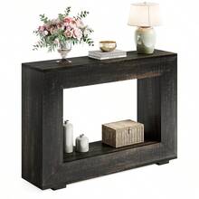 Tribesigns Console de 120 cm, table basse avec rangement, meuble d'entrée moderne, étroite, table d'appoint pour canapé ou salon, noire - Gris - Voir 6