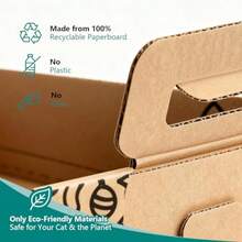Caja de arena desechable grande para gatos de 3 paquetes para Navidad cajas de arena de cartón plegables impermeables para gatos portátil para viajes de día festivo 17.2 x 12.2 x 5.3 - Marrn - Ver 4