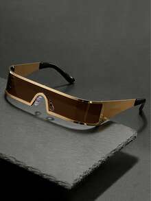 1 Cặp kính râm gọng lớn unisex, chất liệu hợp kim, chống tia cực tím UV400, kiểu dáng retro cyber-style, cầu mũi rỗng, thiết kế đường phố sẵn sàng chụp ảnh. - Nhiều màu - Xem 8